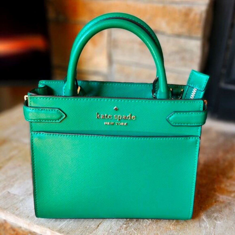 Authentic Kate Spade Saffiano Leather Green Satchel Crossbody
